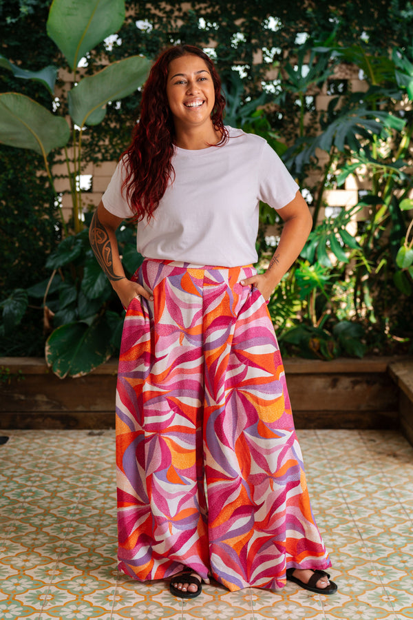 Dancing Leaves 100% Rayon Wide Leg Pants