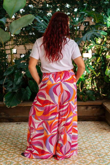 Dancing Leaves 100% Rayon Wide Leg Pants