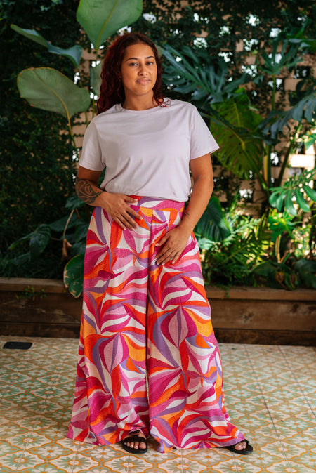 Dancing Leaves 100% Rayon Wide Leg Pants