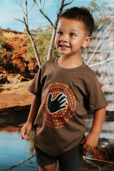 Pride And Purpose NAIDOC Week 2026 Walnut Cotton Premium Kids T-Shirt