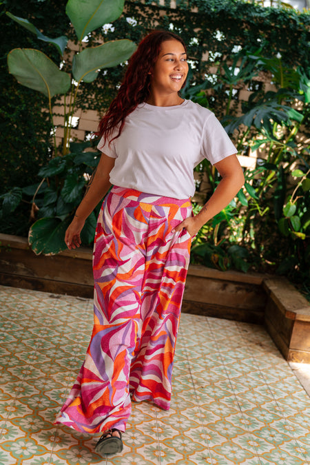 Dancing Leaves 100% Rayon Wide Leg Pants