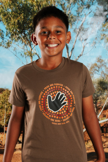 Pride And Purpose NAIDOC Week 2026 Walnut Cotton Premium Kids T-Shirt