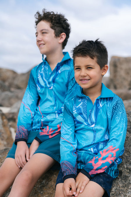 Stingray Journey UPF50+ Kids Long Sleeve Polo Shirt