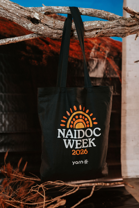 Core NAIDOC Week 2026 Black Long Handle Cotton Tote Bag