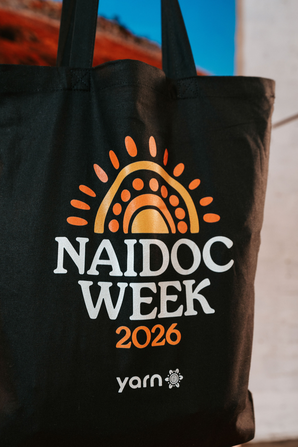 (Bulk) Core NAIDOC Week 2026 Black Long Handle Cotton Tote Bag