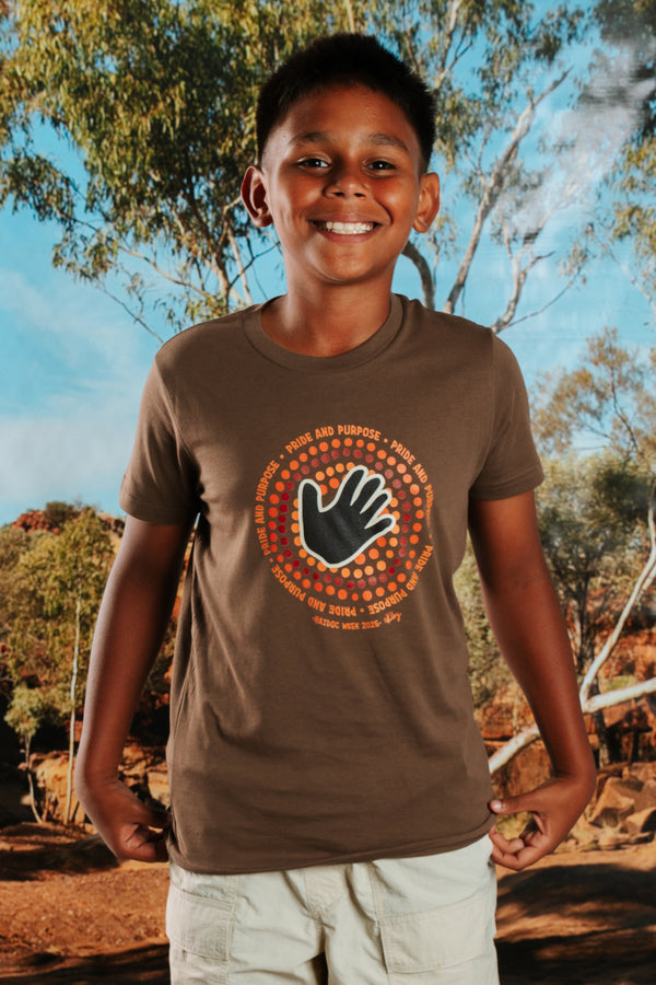 Pride And Purpose NAIDOC Week 2026 Walnut Cotton Premium Kids T-Shirt