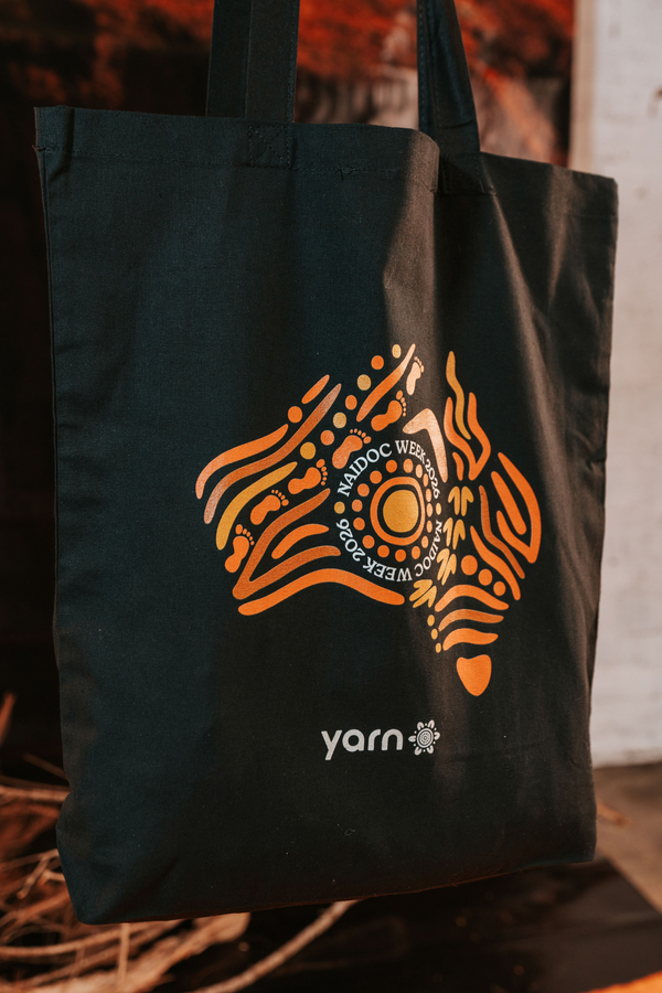 Australia NAIDOC Week 2026 Black Long Handle Cotton Tote Bag