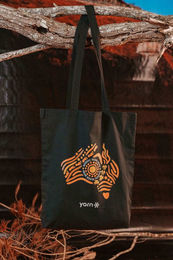 (Bulk) Australia NAIDOC Week 2026 Black Long Handle Cotton Tote Bag
