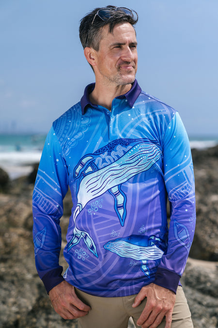 Whale Dreaming UPF50+ Unisex Long Sleeve Polo Shirt