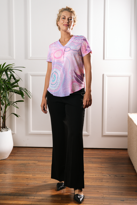 Paths That Brought Us Here NAIDOC 2026 V Neck Women's Short Sleeve Blouse