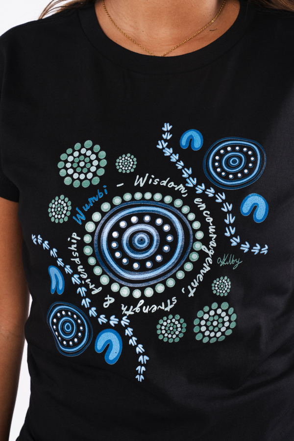 Wumbi Black Cotton Crew Neck Womens T-Shirt