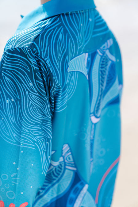 Stingray Journey UPF50+ Kids Long Sleeve Polo Shirt