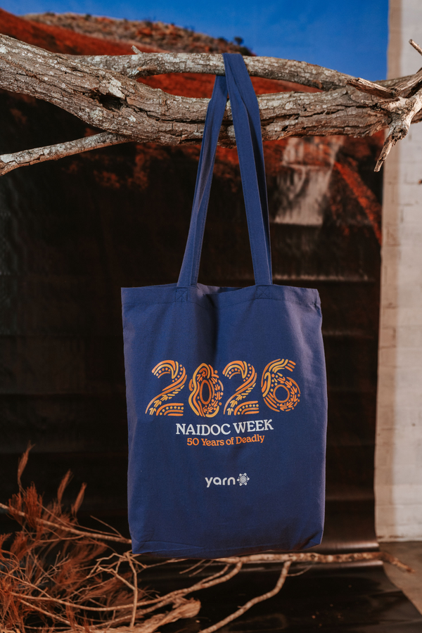 (Bulk) NAIDOC Week 2026 Dark Blue Long Handle Cotton Tote Bag