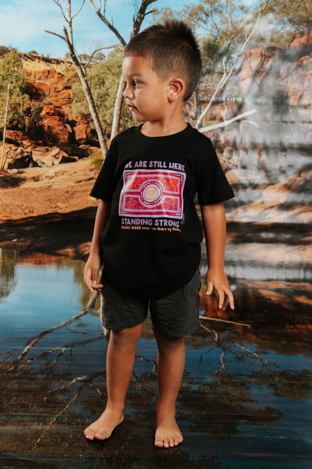 We Are Still Here NAIDOC Week 2026 Black Cotton Crew Neck Kids T-Shirt