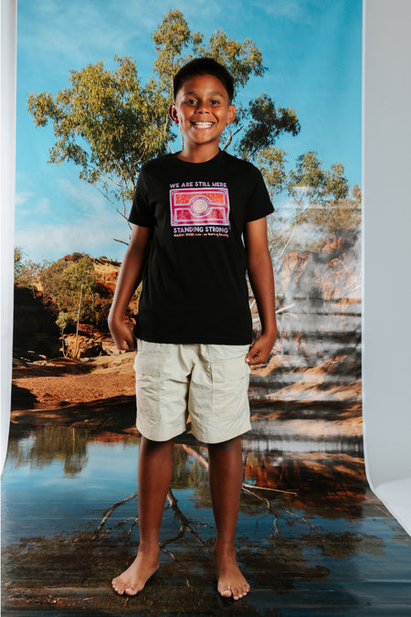 We Are Still Here NAIDOC Week 2026 Black Cotton Crew Neck Kids T-Shirt
