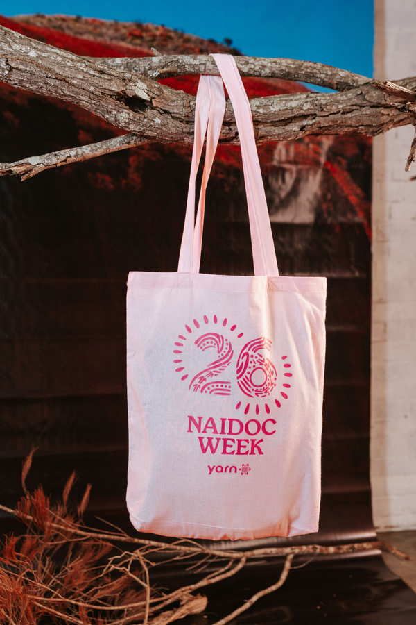 Celebrate NAIDOC 2026 Pink Long Handle Cotton Tote Bag