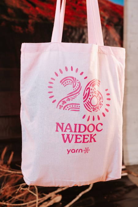 (Bulk) Celebrate NAIDOC 2026 Pink Long Handle Cotton Tote Bag