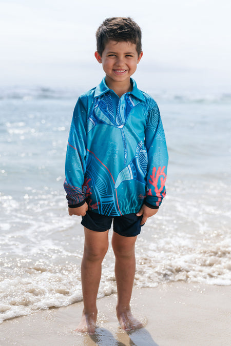 Stingray Journey UPF50+ Kids Long Sleeve Polo Shirt