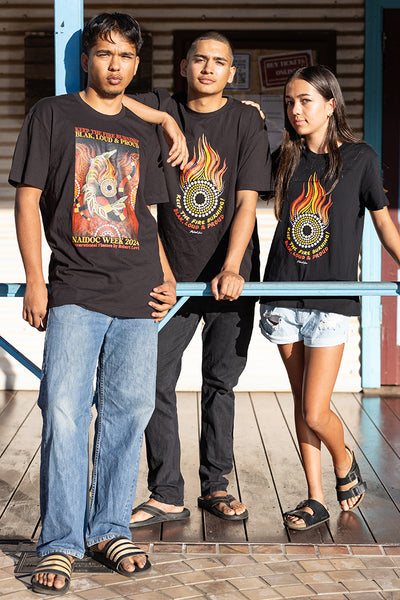 Generational Flames NAIDOC 2024 Black Cotton Crew Neck Unisex T-Shirt