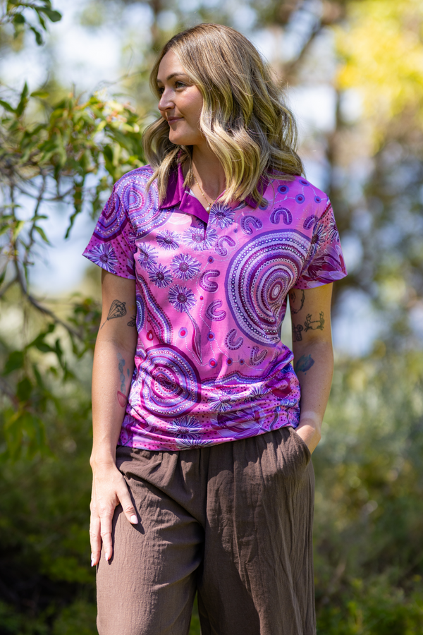 Pink Spring Women's Fitted Polo Shirt