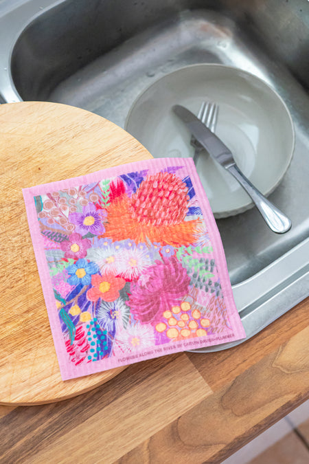 Flowers Along The River Sponge Dish Cloth (3 Pack)