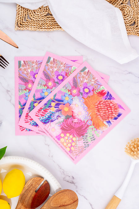 Flowers Along The River Sponge Dish Cloth (3 Pack)