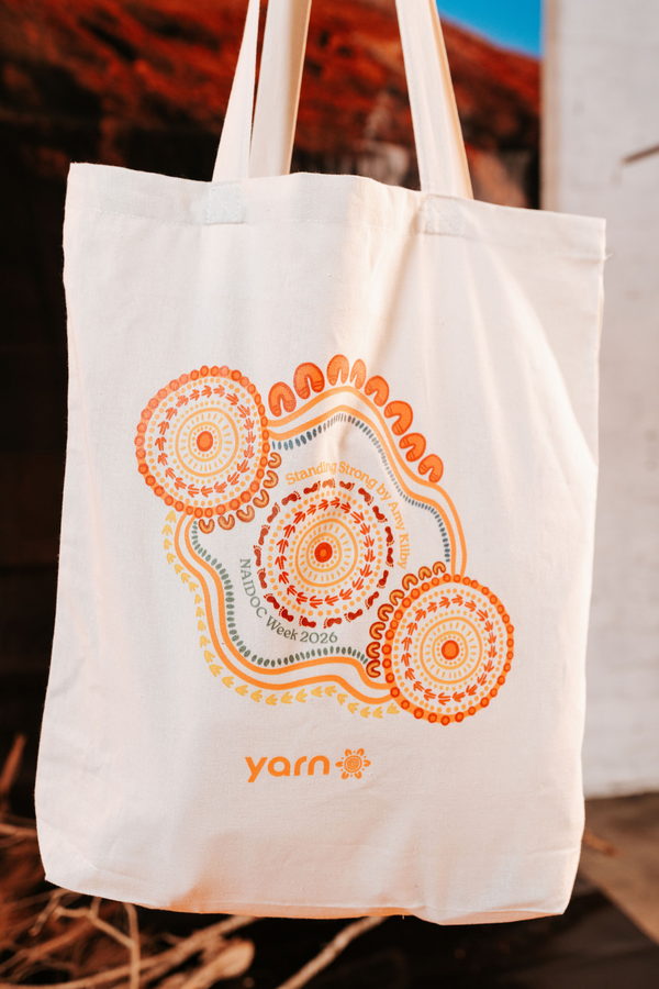 (Bulk) Standing Strong NAIDOC 2026 Khaki Long Handle Cotton Tote Bag