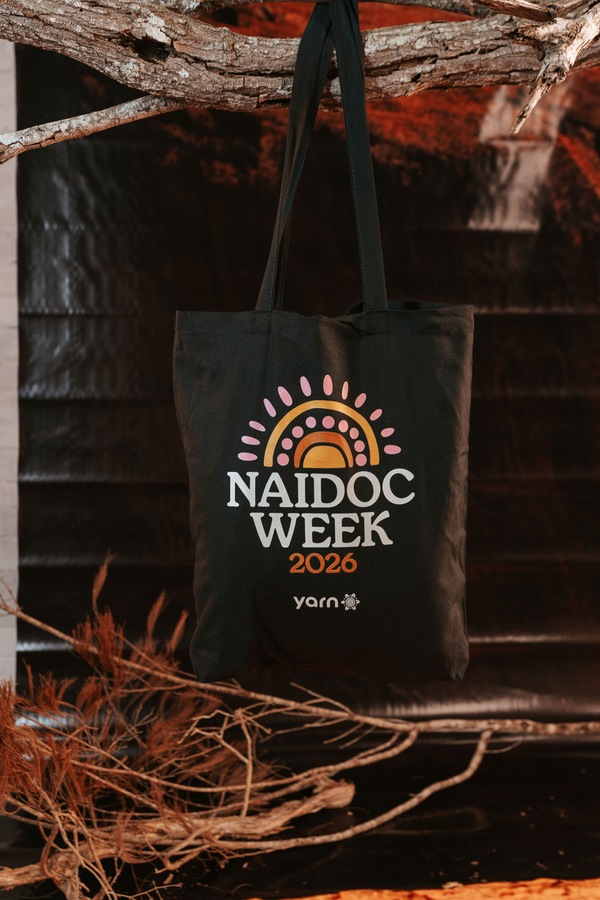 (Bulk) Core NAIDOC Week 2026 Pink and Black Long Handle Cotton Tote Bag