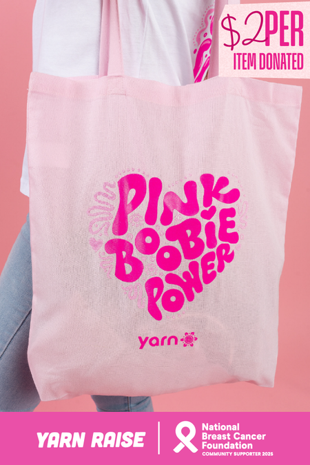 Pink Boobie Power Pink Long Handle Cotton Tote Bag