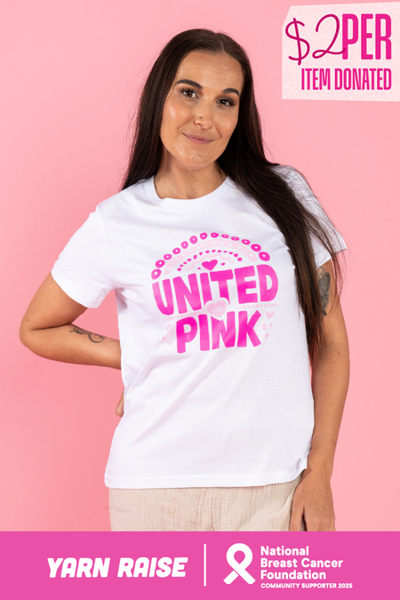 United In Pink White Cotton Crew Neck Women's T-Shirt