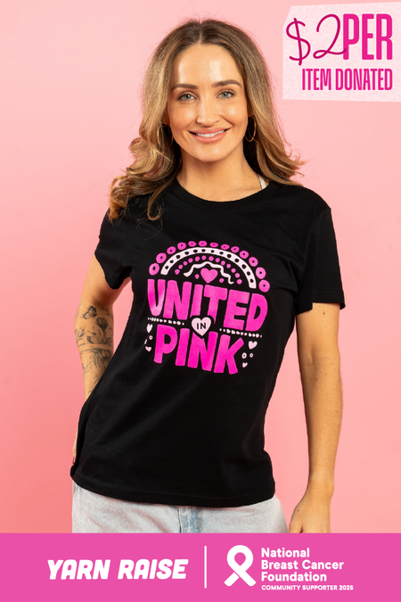 United In Pink Black Cotton Crew Neck Women's T-Shirt