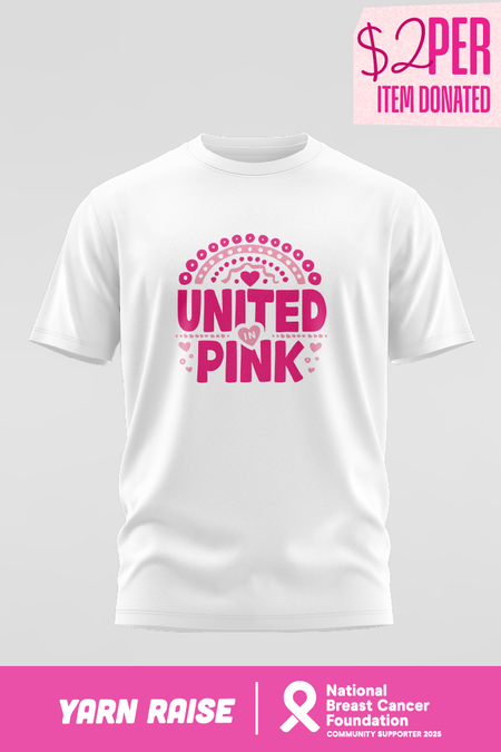 United In Pink White Cotton Crew Neck Kids T-Shirt