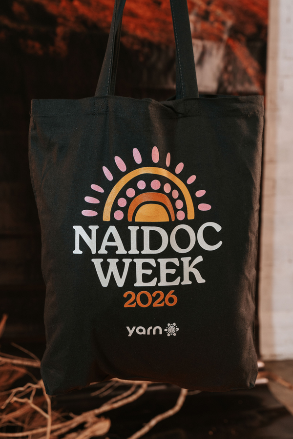 Core NAIDOC Week 2026 Pink and Black Long Handle Cotton Tote Bag