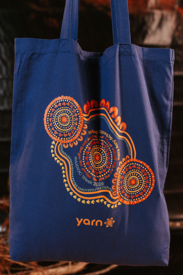(Bulk) Standing Strong NAIDOC 2026 Dark Blue Long Handle Cotton Tote Bag
