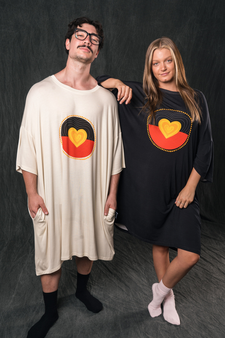 Proud Heart (Bone) Bamboo Oversized Sleep Tee