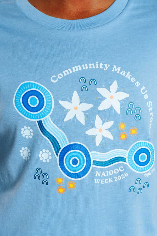 Community Makes Us Strong NAIDOC Week 2026 Carolina Blue Cotton Premium Kids T-Shirt