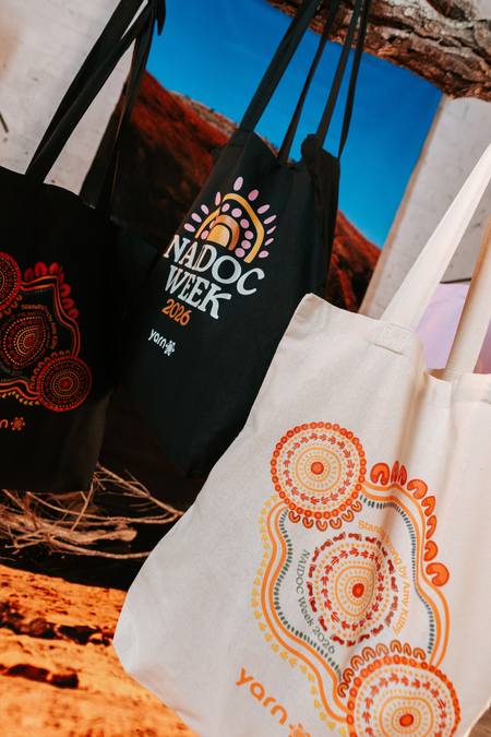 Standing Strong NAIDOC 2026 Khaki Long Handle Cotton Tote Bag