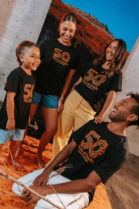 50 Years of Deadly NAIDOC Week 2026 Black Cotton Crew Neck Kids T-Shirt