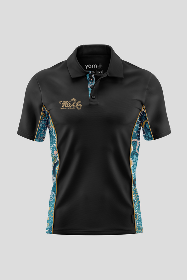 Moorditj Koorliny (Strong Journey) NAIDOC 2026 Bamboo (Simpson) Unisex Polo Shirt