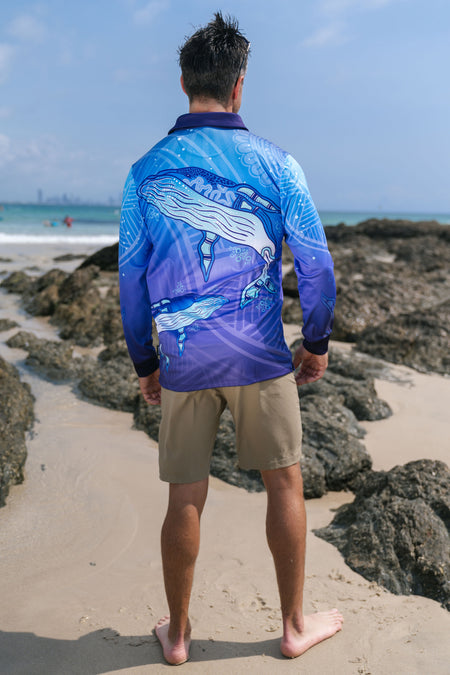 Whale Dreaming UPF50+ Unisex Long Sleeve Polo Shirt