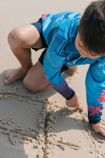 Stingray Journey UPF50+ Kids Long Sleeve Polo Shirt
