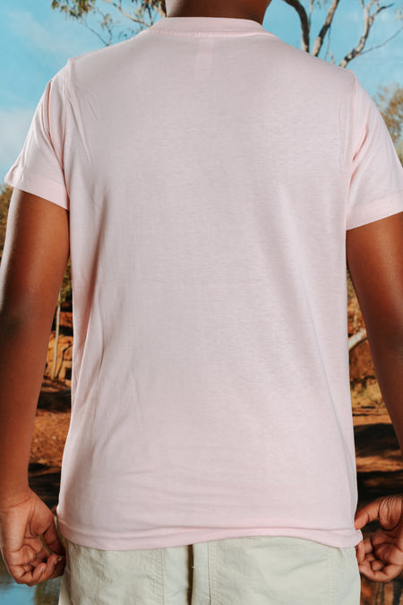 Handprints Engraved NAIDOC Week 2026 Pink Cotton Crew Neck Kids T-Shirt