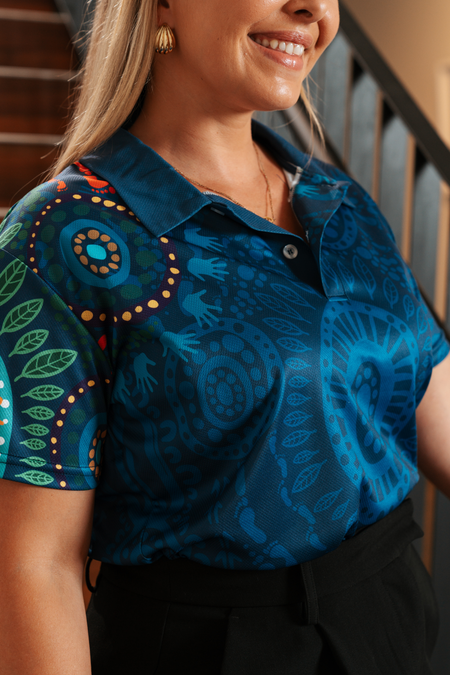(Bulk) An Abundance Of Culture Essence NAIDOC 2026 Women's Fitted Polo Shirt