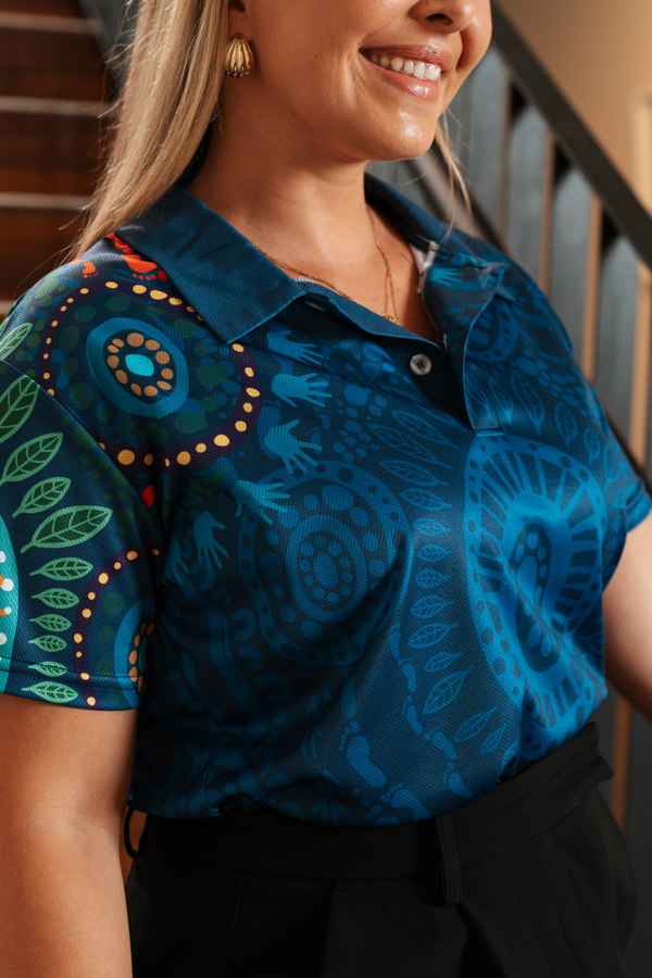 (Bulk) An Abundance Of Culture Essence NAIDOC 2026 Women's Fitted Polo Shirt