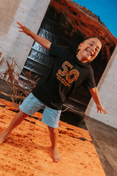 50 Years of Deadly NAIDOC Week 2026 Black Cotton Crew Neck Kids T-Shirt
