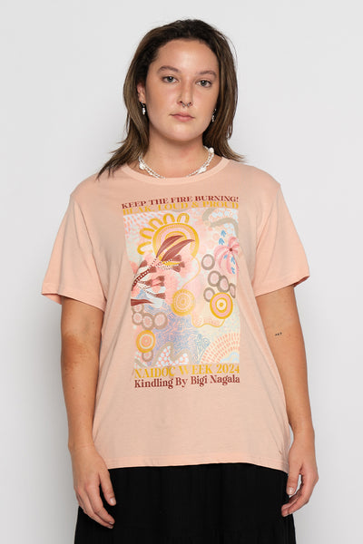 Kindling NAIDOC 2024 Pale Pink Cotton Crew Neck Women’s T-Shirt