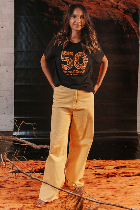 50 Years of Deadly NAIDOC Week 2026 Black Cotton Crew Neck Women's T-Shirt