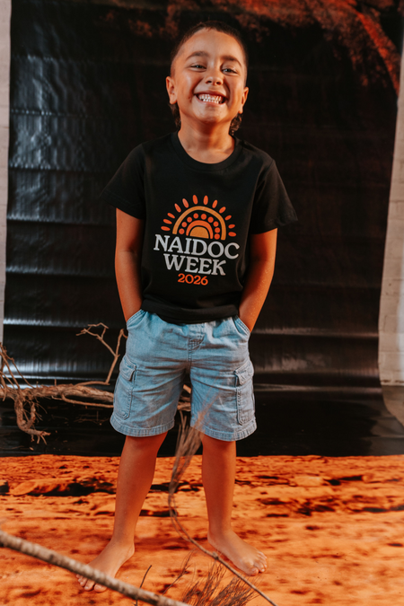 Core NAIDOC Week 2026 Black Cotton Crew Neck Kids T-Shirt