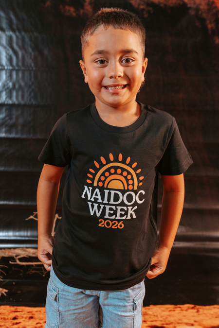 Core NAIDOC Week 2026 Black Cotton Crew Neck Kids T-Shirt