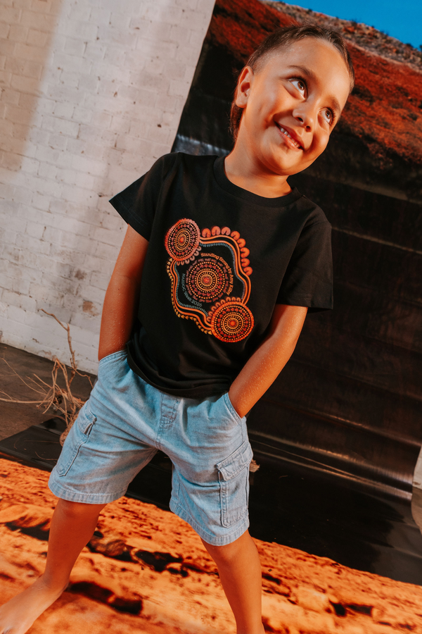 Standing Strong NAIDOC Week 2026 Black Cotton Crew Neck Kids T-Shirt